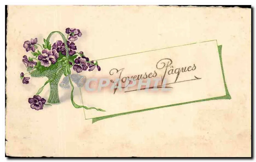 Bouquet van violette margrieten — Vrolijke Pasen — onbekende uitgever - Voorkant