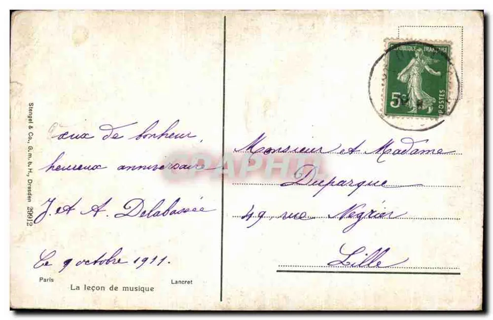 A aula de música — Stengel & Co., G.m.b.H., Dresden — n° 20012 - Verso
