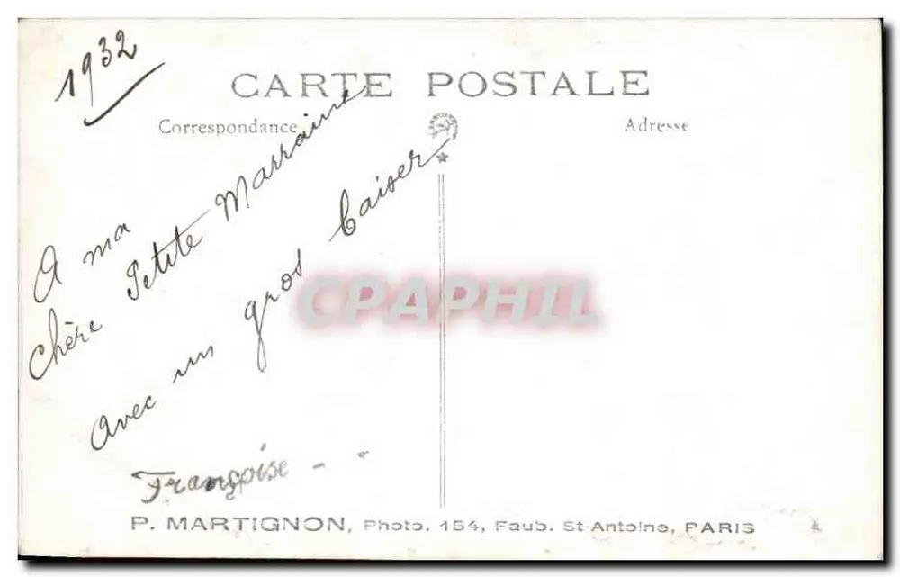 Kleine Mädchen in Engelkostüm — P. Martignon, Paris — n° 154 - Rückseite