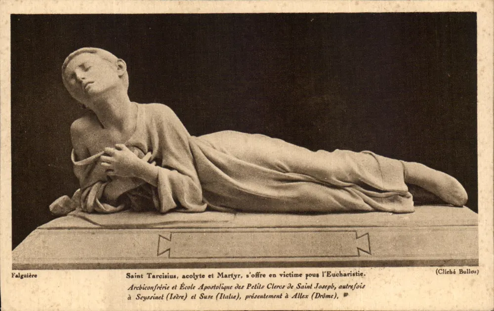 Heiliger Tarcisius, Diakon und Märtyrer — Statue von Falguière — derzeit in Allex (Drôme) - Vorderseite