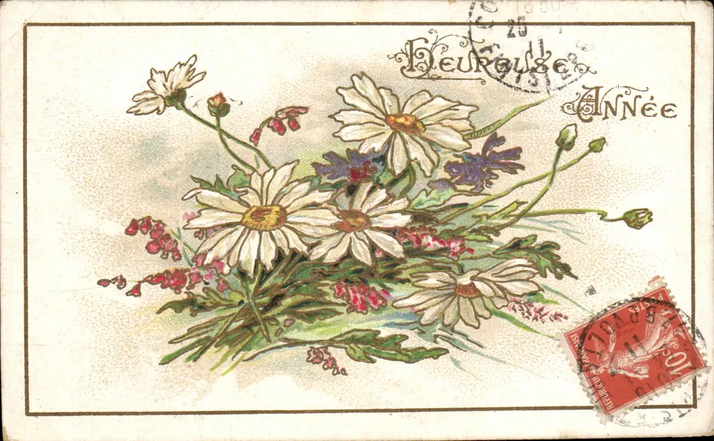 Bouquet de marguerites — éditeur Fleureuse Année - Frente