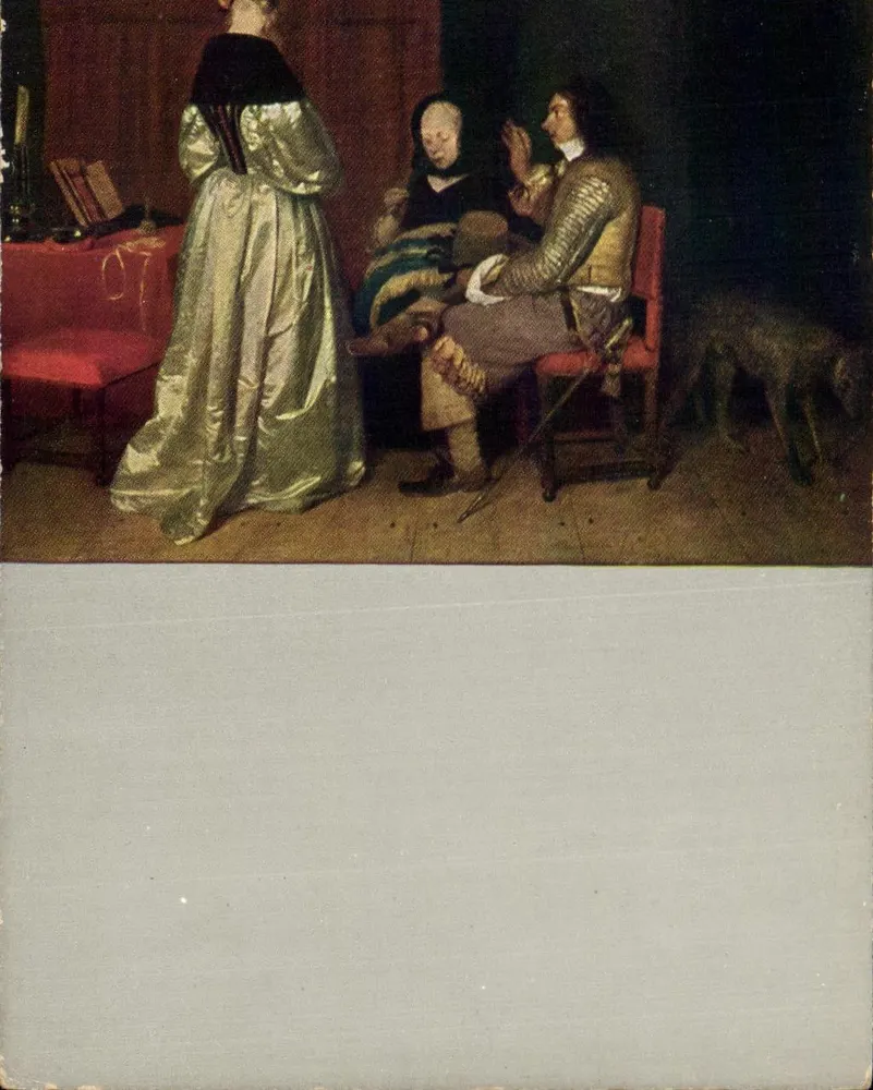 Gerard Terborch: Advertencia paterna — Amsterdam — editor Rammer & Jons, serie 216 - Anverso