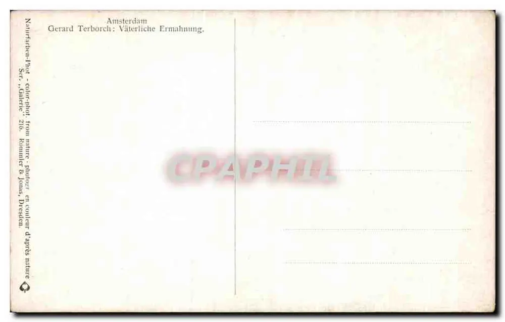 Gerard Terborch: Advertencia paterna — Amsterdam — editor Rammer & Jons, serie 216 - Reverso