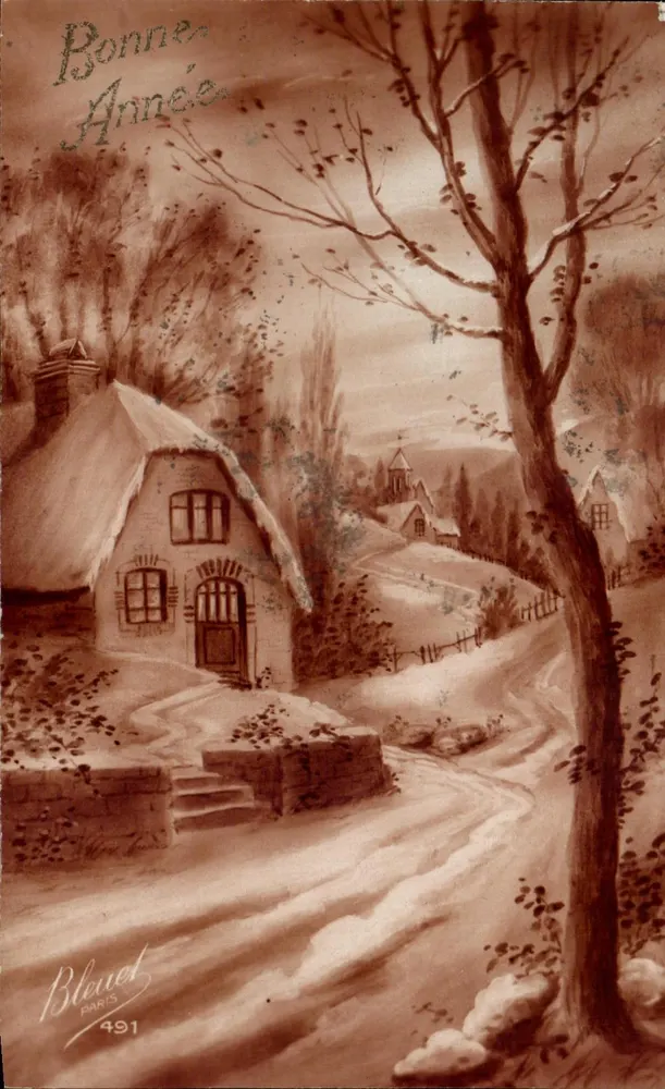 Schneegestüftetes Schloss — Winterlandschaft — Bleuré, Paris, Nr. 491 - Vorderseite