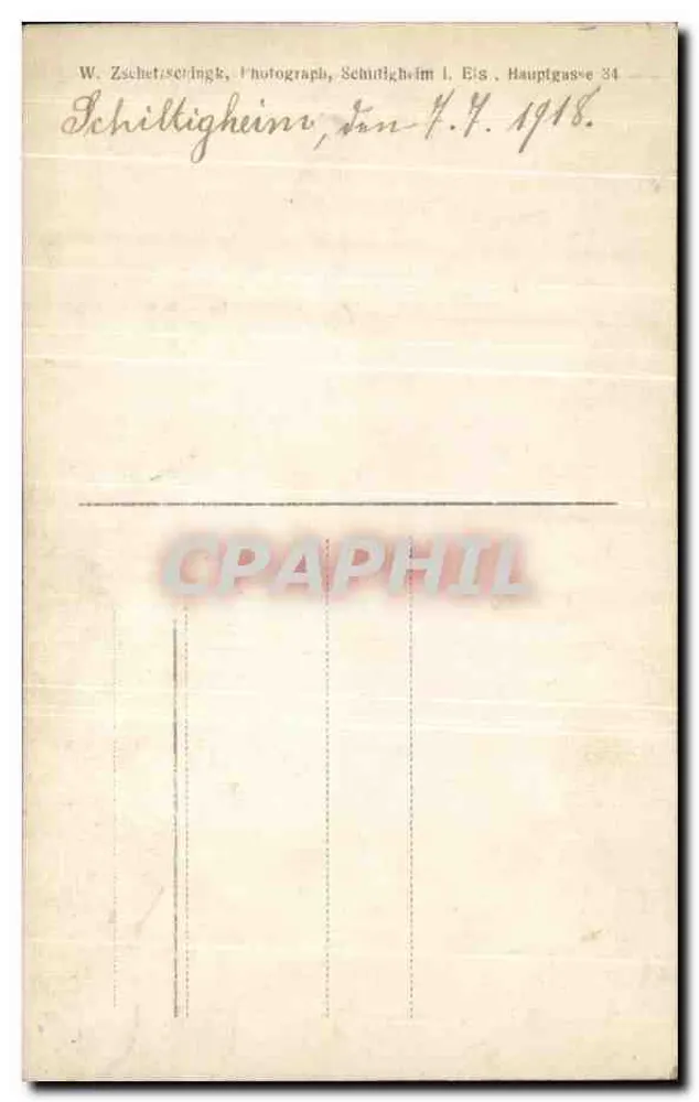 Jovem — retrato interior — W. Zschetseringk, Schülligheim l. Ets., Hauptgasse 34 - Verso