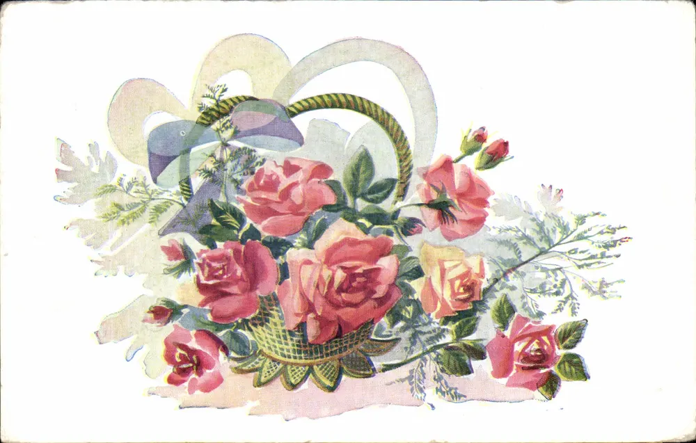 Arranjo de rosas — editor Villages d'Enfants de France, n° 101 - Frente