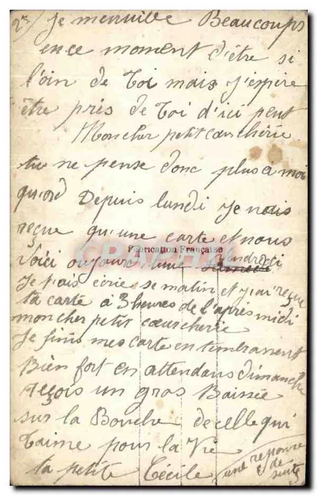 Ich denke an dich — Liebesgedicht — Französische Ausgabe, n° 124 - Rückseite