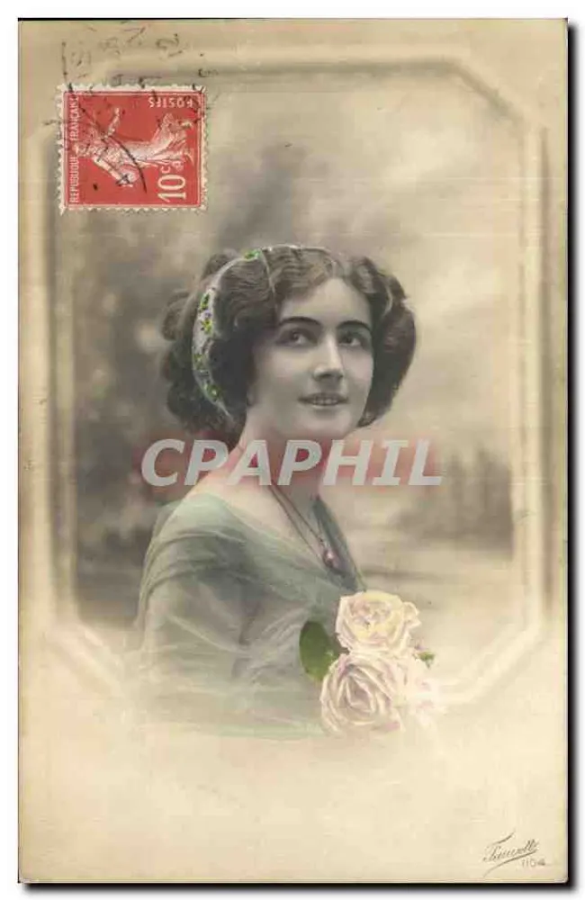 Junge Frau mit Rosenstrauß — Thiverval, n°1104 - Vorderseite