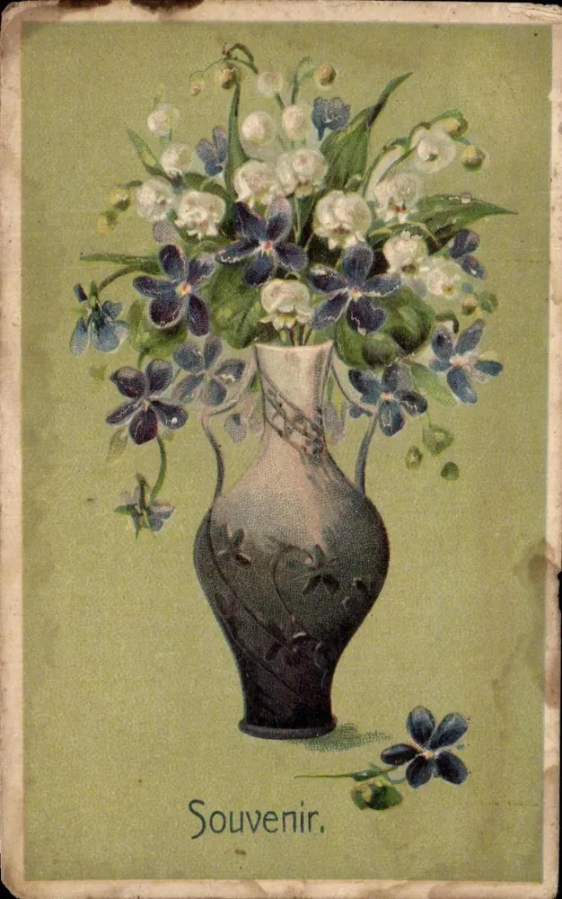 Bouquet de fleurs — vase décoratif — éditeur non identifié - Frente