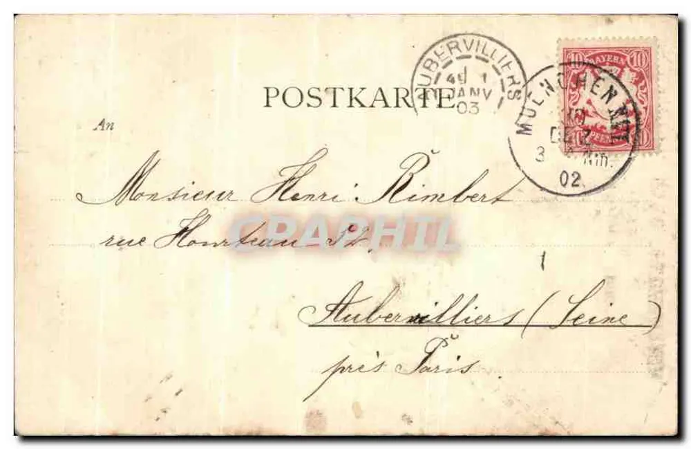 Enfant ajustant les aiguilles d'une horloge — scène de transition vers 1903 — éditeur Fr. A. Ackermann, München, n° 801 - Rückseite