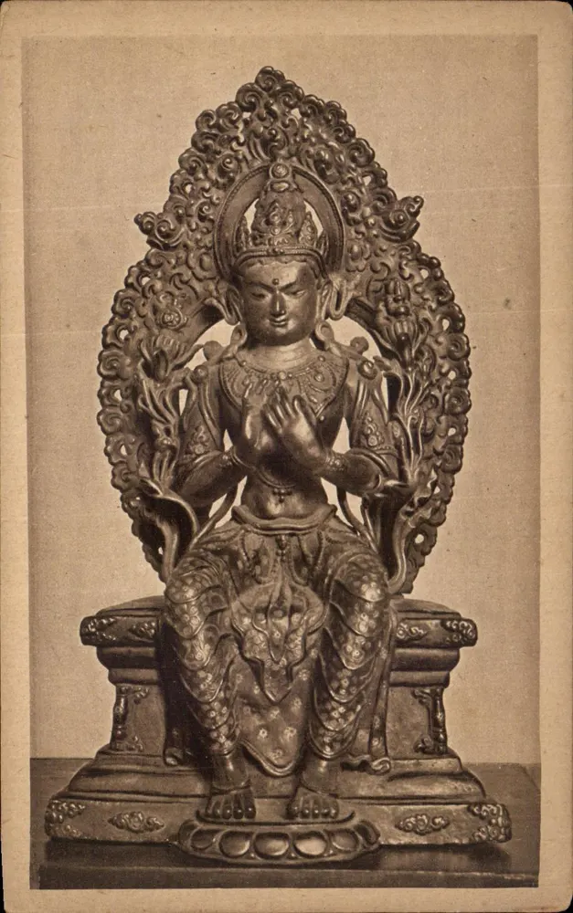 Buddha Maitreya — Lamaistische Bronze-Statue — Verlag Julius Bard, Berlin - Vorderseite