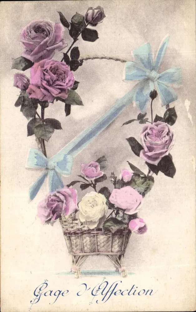Arranjo de rosas — Compromisso de Afeição — Ed. Brocheroux Imp. Edil - Paris, Série N° - Frente