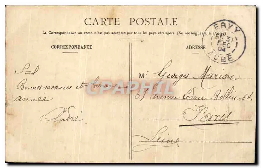 Adam und Eva — Szene des ersten Sündenfalls — Éditeur Berrett & Cie, Noyon - Rückseite