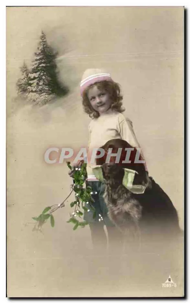 Mädchen mit Hund — Schneeverzierte Tannenlandschaft — Nr. 7089-6 - Vorderseite