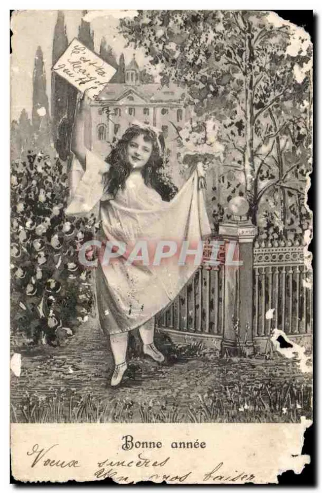 Frau in leichtem Kleid — Garten-Szene — Verlag K.V.I.B. Serie 85 - Vorderseite