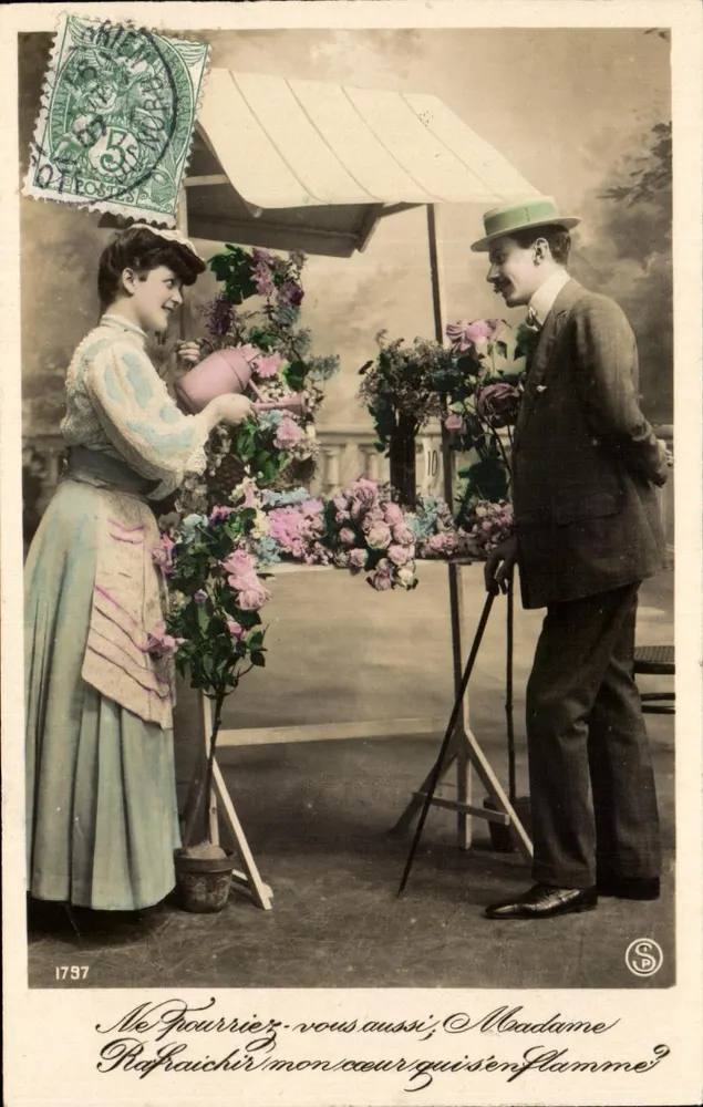 Blumenverkäuferin — Marktszene — Verlag CP - Vorderseite