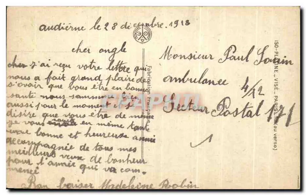 Frau mit Hut — Frohes Neues Jahr — Verlag $O, Nr. 115 - Rückseite