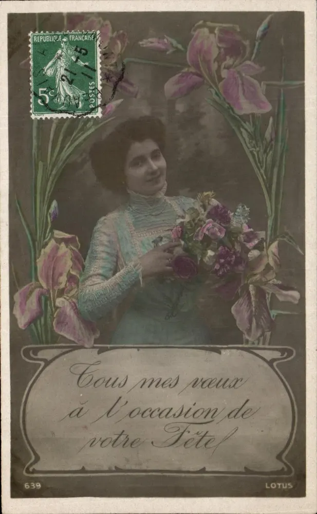 Frau mit Blumenbouquet — Verlag LOTUS, Nr. 639 - Vorderseite