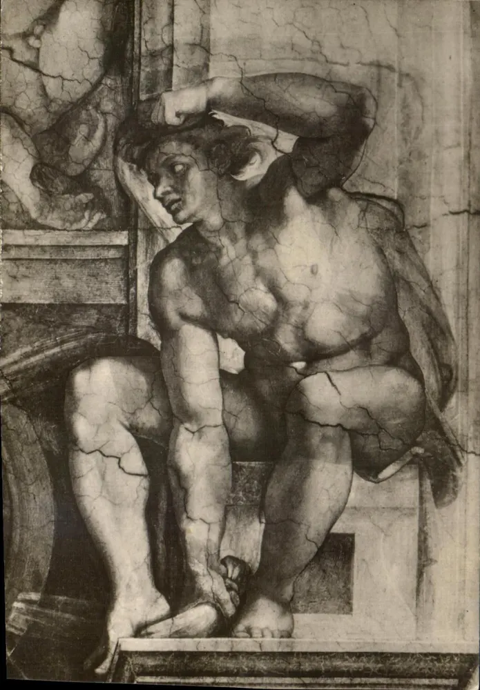 Figura masculina sentada — fresco antigo - Frente