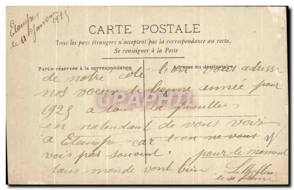 Lächelnde Frau mit Efeu — Frohes Neues Jahr — d.C. Paris n°4261 - Rückseite