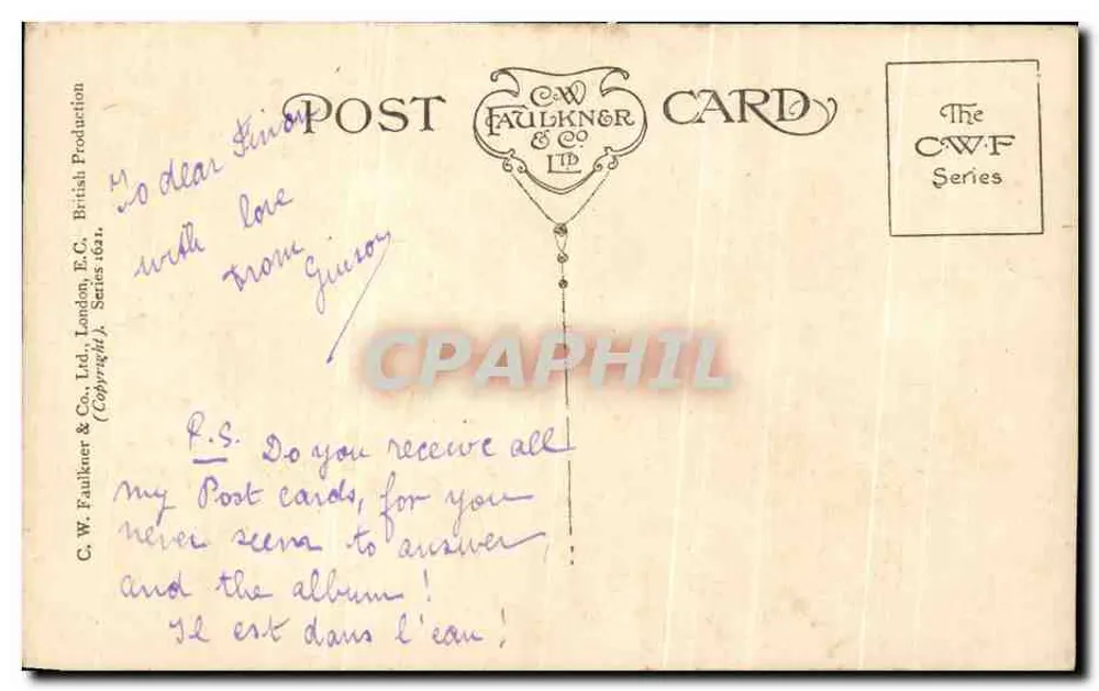 Porträt einer Frau — Profil — C.W. Faulkner & Co. Ltd. Serie 1621 - Rückseite