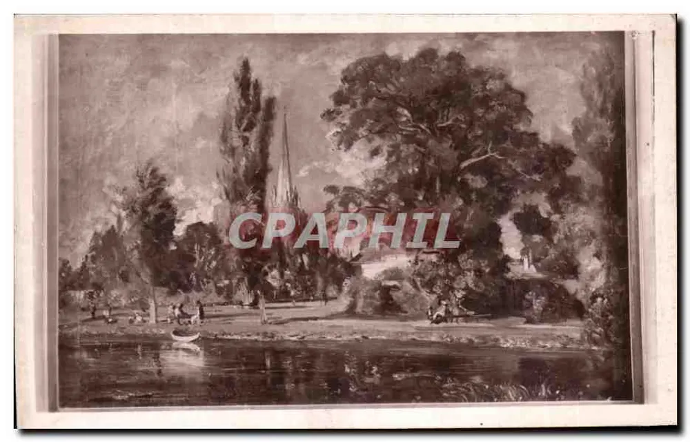 Salisbury — Ansicht der Kathedrale — von John Constable, Ausgabe A. N., Paris, n° 30 - Vorderseite