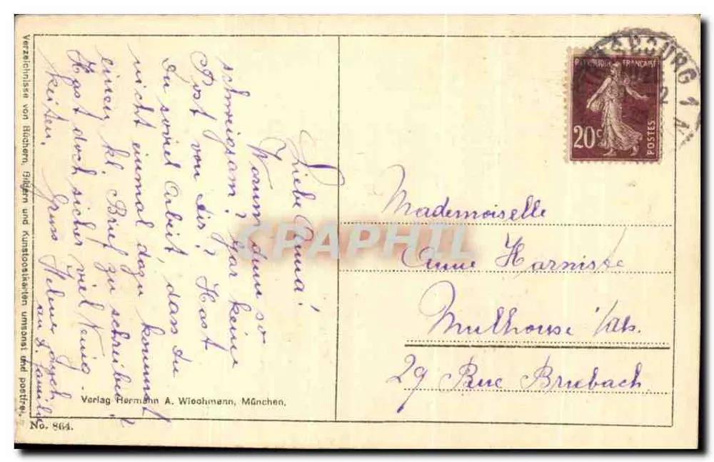 Pfingstfest — H. Seeger — Verlag Hermann A. Wioohmann, München, Nr. 864 - Rückseite