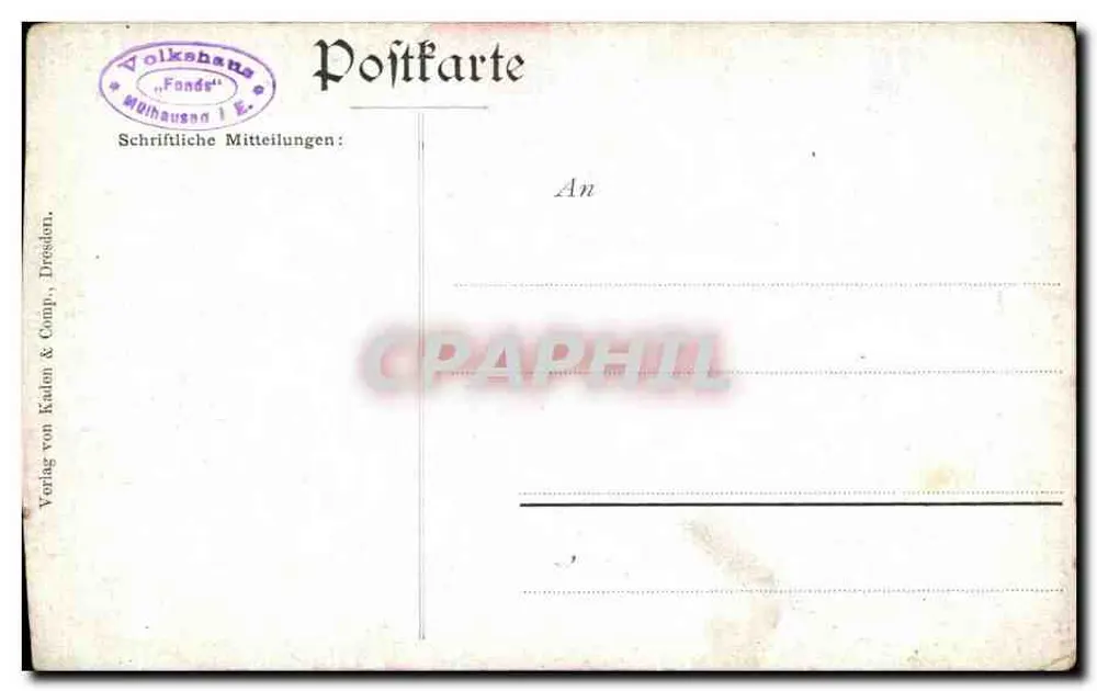 Guerra da Revolução — figura feminina com bandeira vermelha — editor Volksbund & Comp. Dresden - Verso