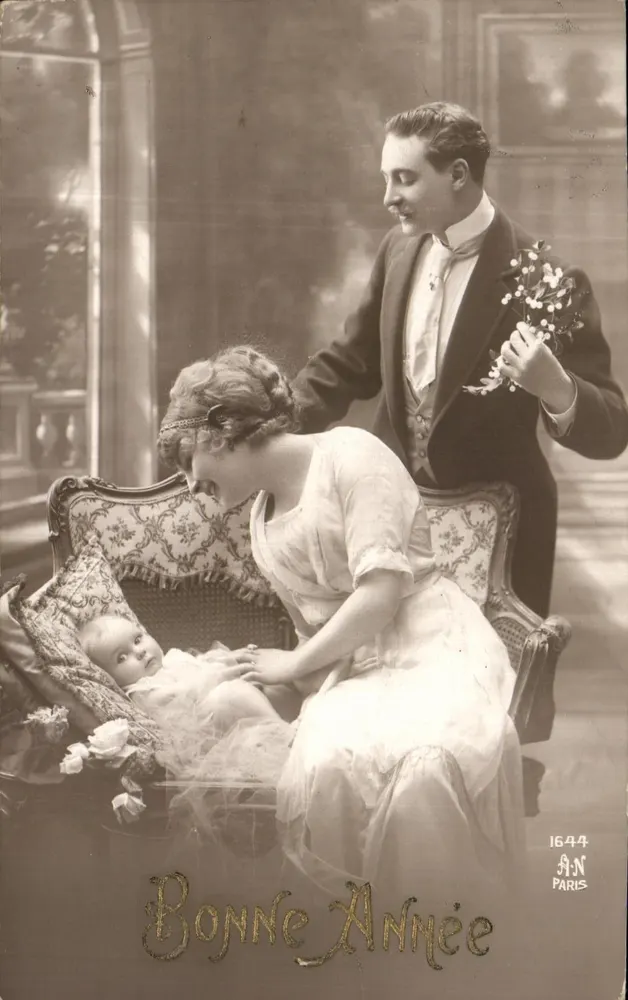 Familie mit Baby — Frohe Neujahr — A.N. Paris, Nr. 1644 - Vorderseite