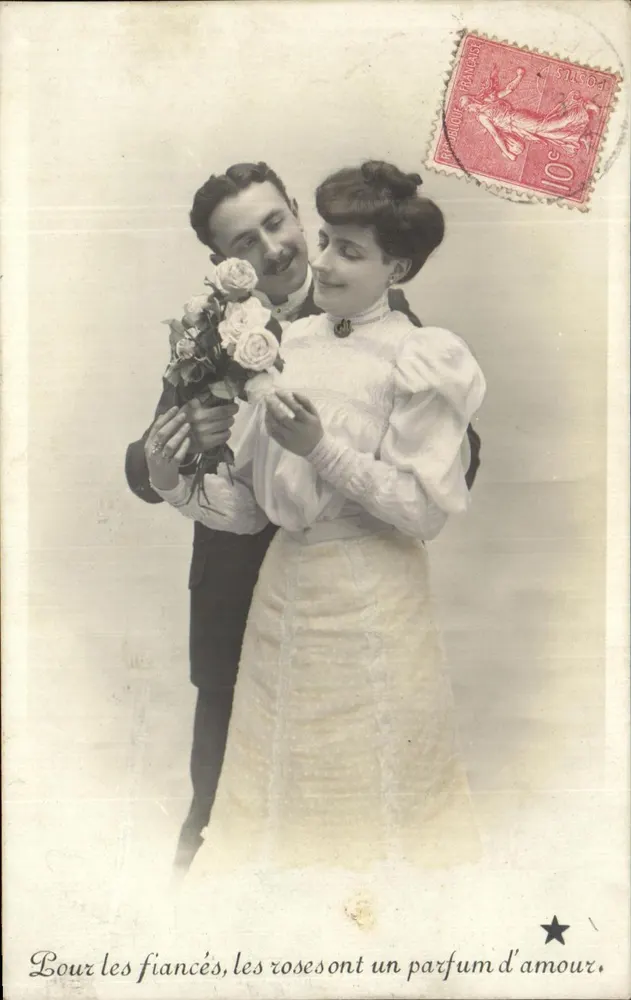 Verlobte — Rosen und Liebe — unbekannter Verlag, Serie N. 800 - Vorderseite