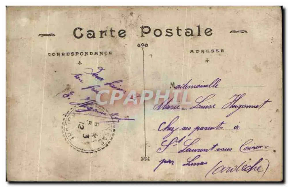 Soldat im Uniform — mit Briefmarke und Blumenstrauß — Verlag E.P. n°486 - Rückseite