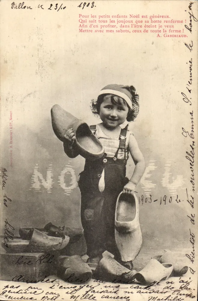 Kind mit Weihnachtsklappschuhen — Nancy — Phototype A. Bergeret & Cie - Vorderseite