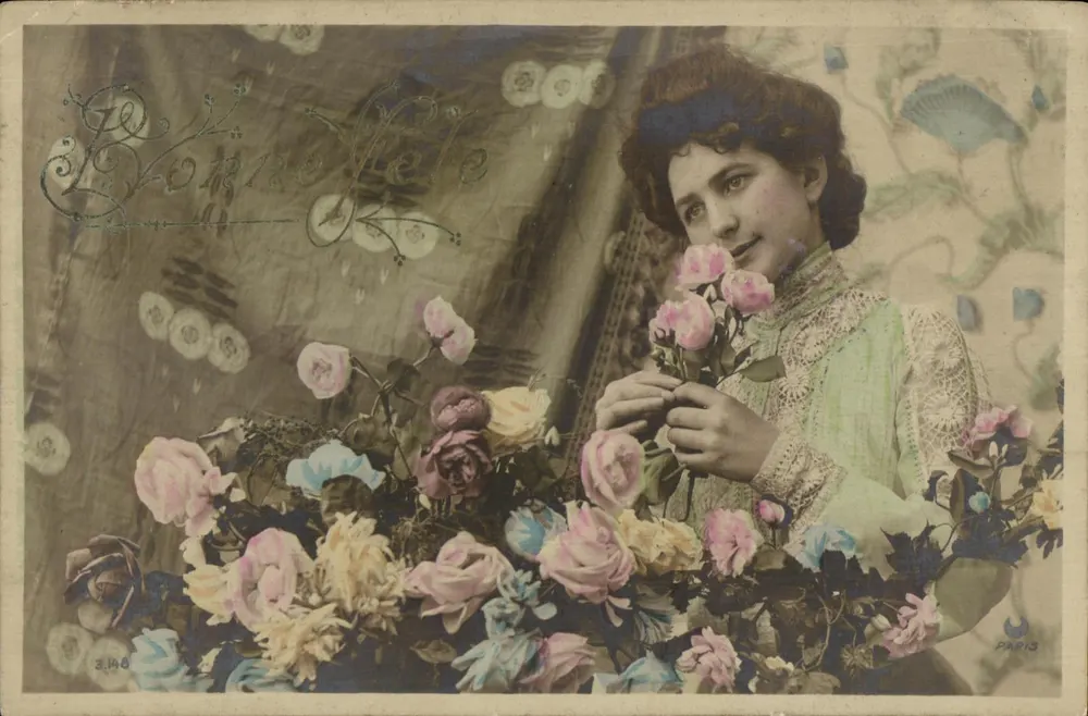Junge Frau mit Rosen — Paris — Verlag Borne-Véte, Nr. 3.146 - Vorderseite