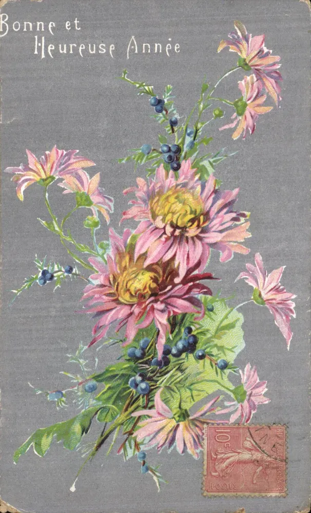 Arranjo de flores — Boa e Feliz Ano — J.C. Paris - Frente