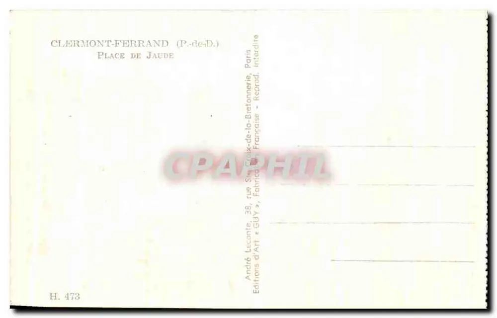 Clermont-Ferrand — Praça de Jaude — André Leconte, Paris - Verso