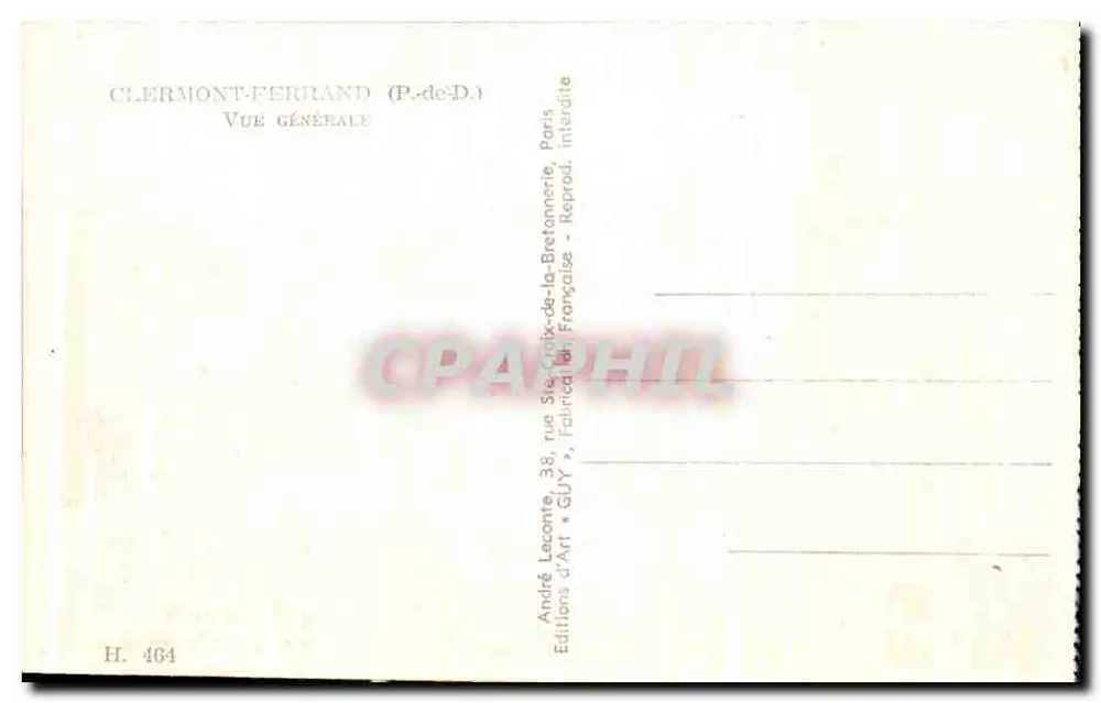 Clermont-Ferrand — Vista geral — André GUY, H. 464 - Verso