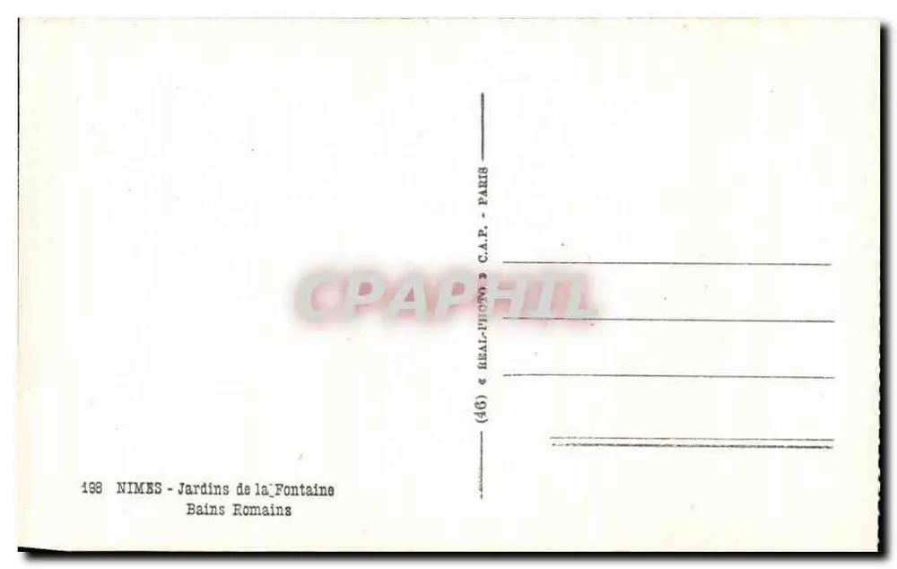 Nîmes - Jardins de la Fontaine - Römische Bäder — Verlag C.A.P. Paris, Nr. 198 - Rückseite