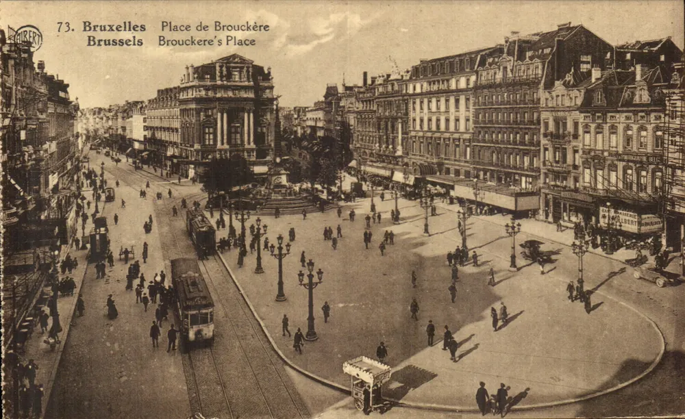 Bruxelas - Place de Brouckère — vista panorâmica — editor Albert, n°73 - Frente