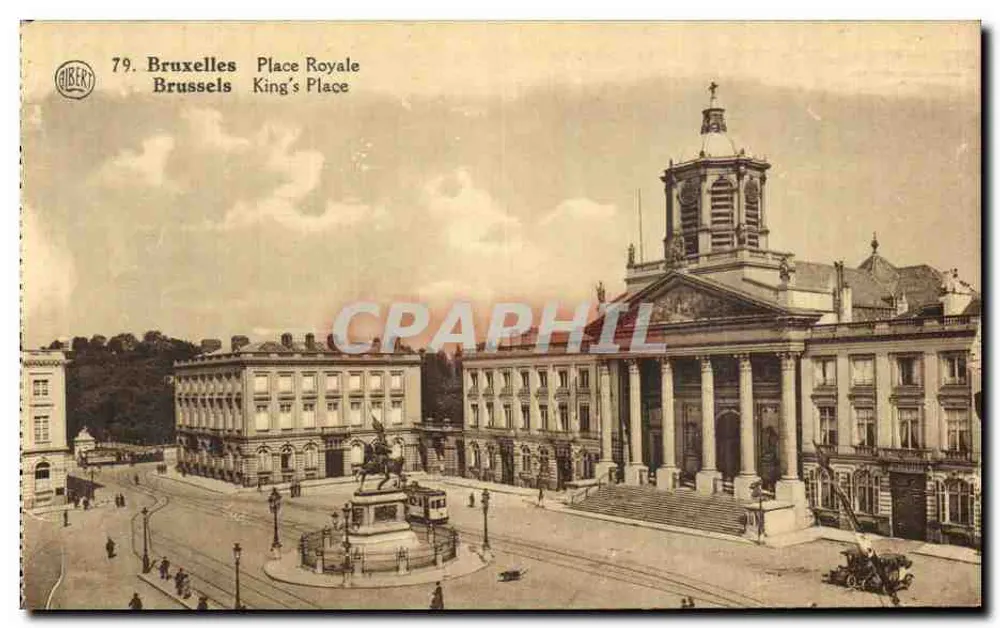 Bruxelas — Praça Real — visão do Palácio Real e do monumento equestre — Gibert, n°79 - Frente