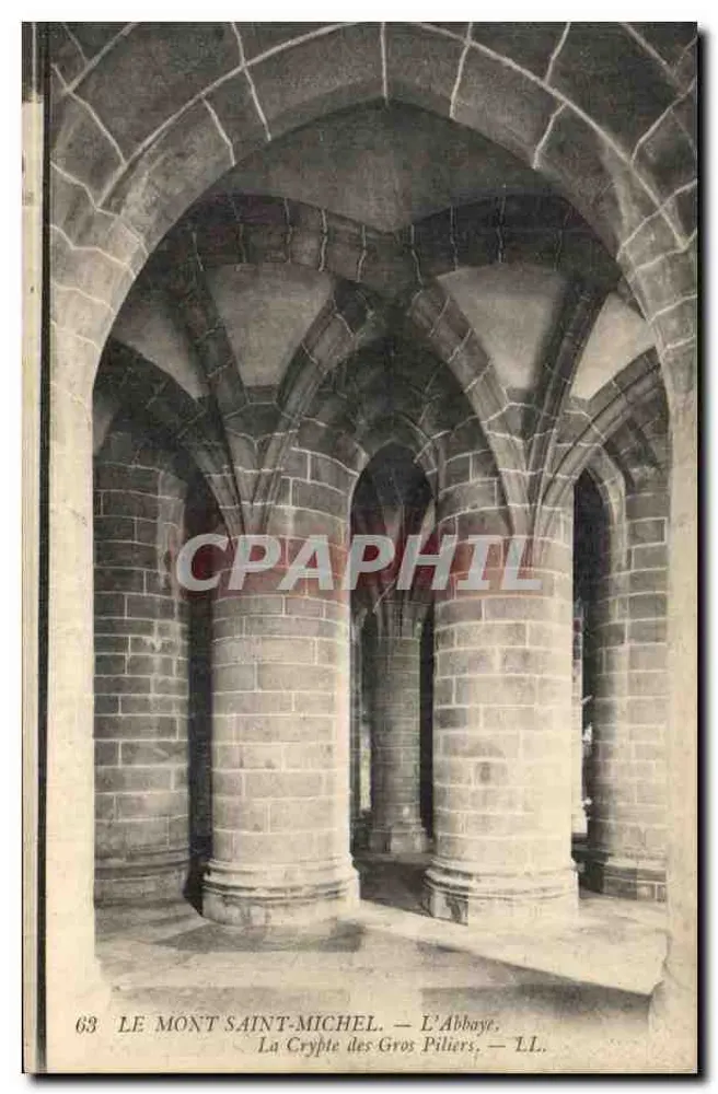Mont Saint-Michel — Die Abtei. Die Krypta der Großen Pfeiler — L.L. - Vorderseite