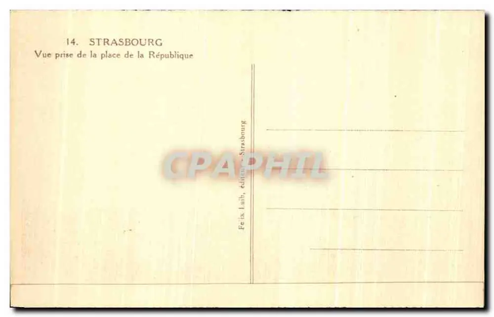 Straßburg — Ansicht vom Place de la République — Feix Laub, Verlag - Rückseite