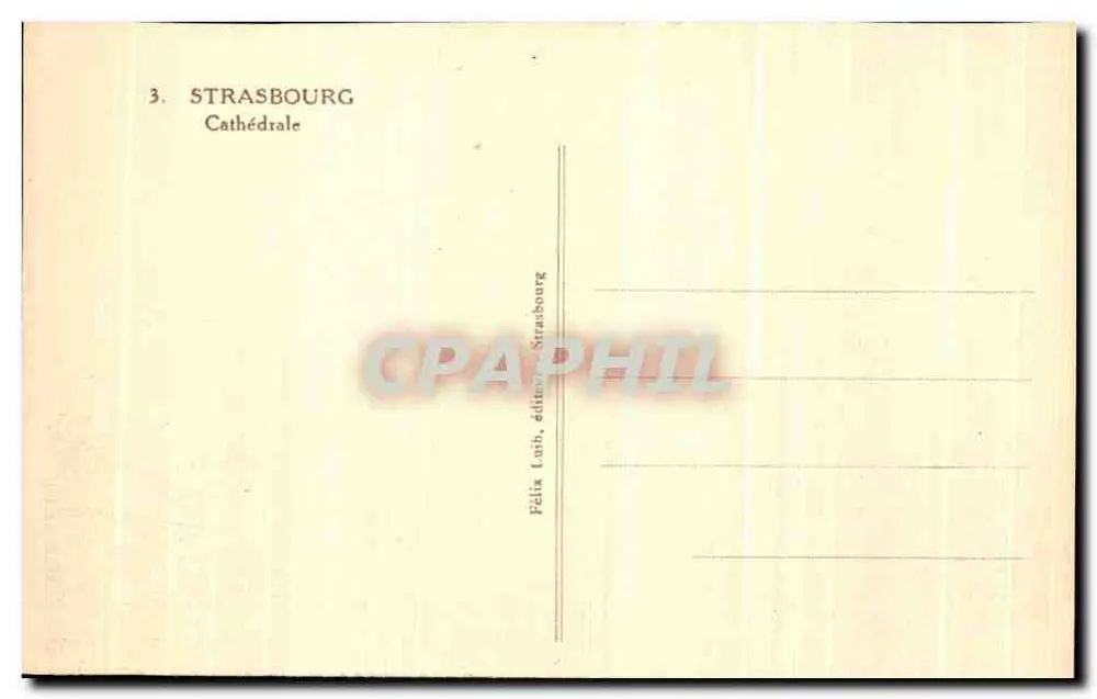 Estrasburgo — Catedral — Félix Lübb, editor Estrasburgo, n°3 - Verso