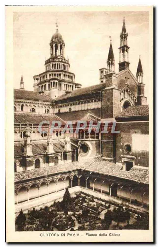 Certosa di Pavia — Seite der Kirche — Graphil - Vorderseite