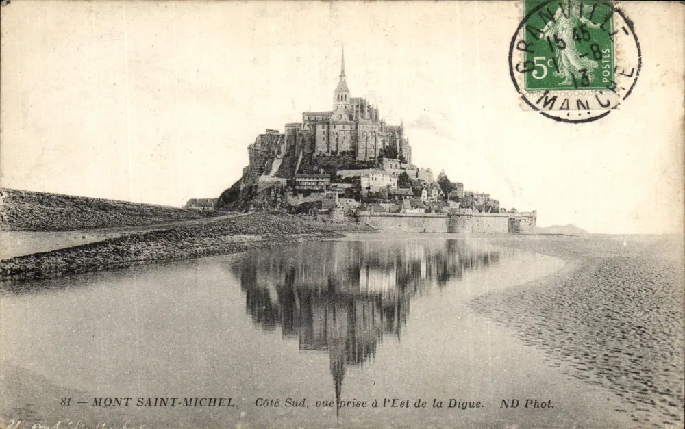 Mont Saint-Michel — Ansicht vom südlichen Ufer vom Osten der Digue — ND Phot. - Vorderseite