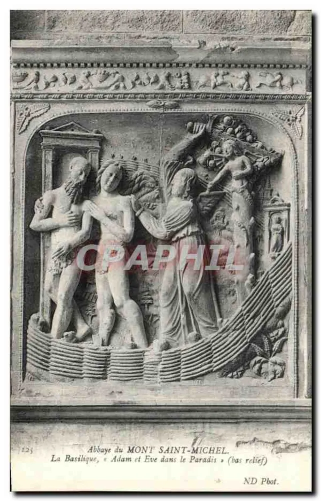 Abtei MONT SAINT-MICHEL — Die Basilika, « Adam und Eva im Paradies » (Relief) — ND Fot. - Vorderseite