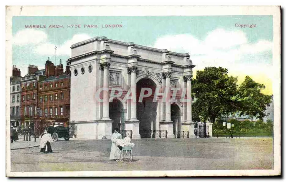 Arco de mármore, Hyde Park, Londres — vista colorida — editor não identificado - Frente