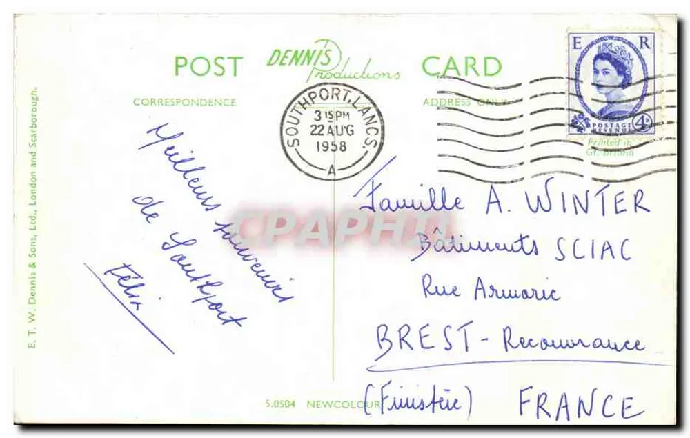 Drie bruggen en kade, Southport — E. T. W. Dennis & Sons, Ltd. — S.0504 - Achterkant