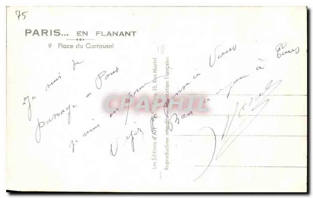 Platz du Carrousel — Triumphbogen du Carrousel — Éditions d'Art Martel - Rückseite