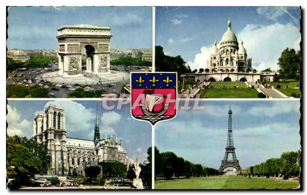 Paris — Arc de Triomphe, Sacré-Cœur, Notre-Dame, Tour Eiffel — Éditeur Diplomé de la France - Vorderseite