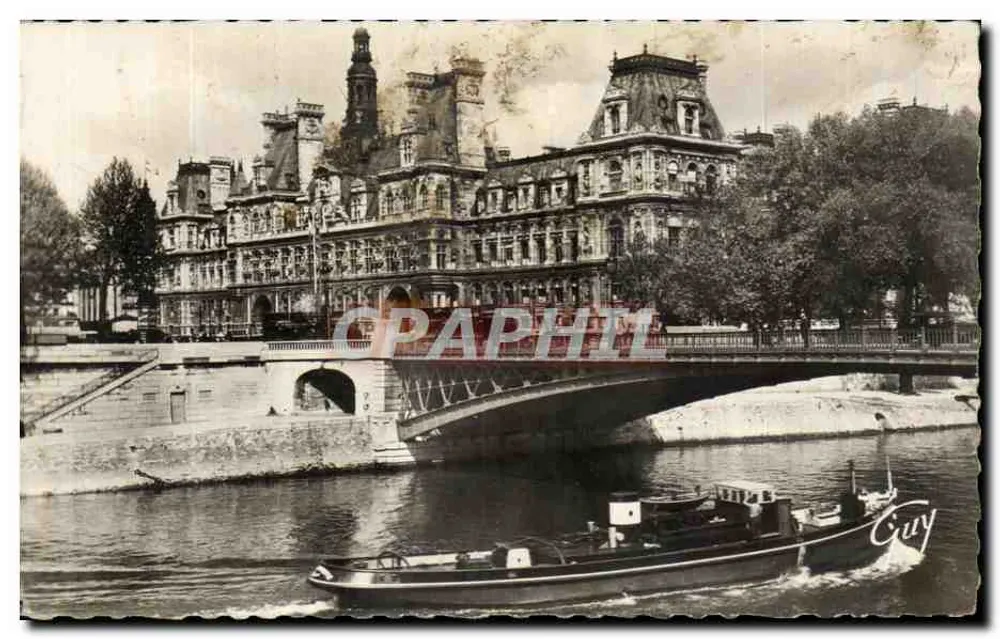 Hôtel de Ville — View mit dem Pont d'Arcole — Éditions d'Art GUY - Vorderseite